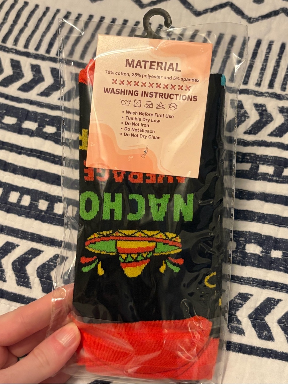 Fun Dress ‘Nacho' Socks with Red Cuff